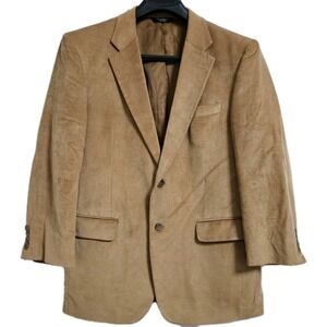 Jos A Bank Corduroy 2 Button Blazer Men's 42R Tan Cotton Blend Sports Jacket EUC